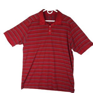 OAKLEY Men's Red Black Gray Striped Short Sleeve Polo Shirt Size XL Extra Large